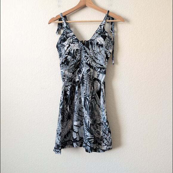 Agua Bendita Blue Floral Mini Dress Small Viscose Sierra Helios $200 Vacation - Picture 9 of 13